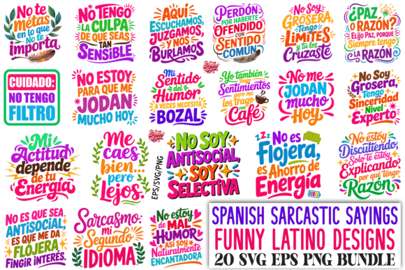 Download Spanish Sarcastic Sayings SVG PNG Bundle - Premium Resources
