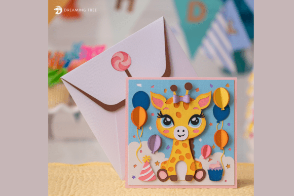 Download Gentle Giraffe Pop Up Card SVG - Premium Resources